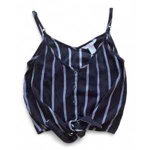 H&M Striped Button-Down Cropped Tie Front Tank Top